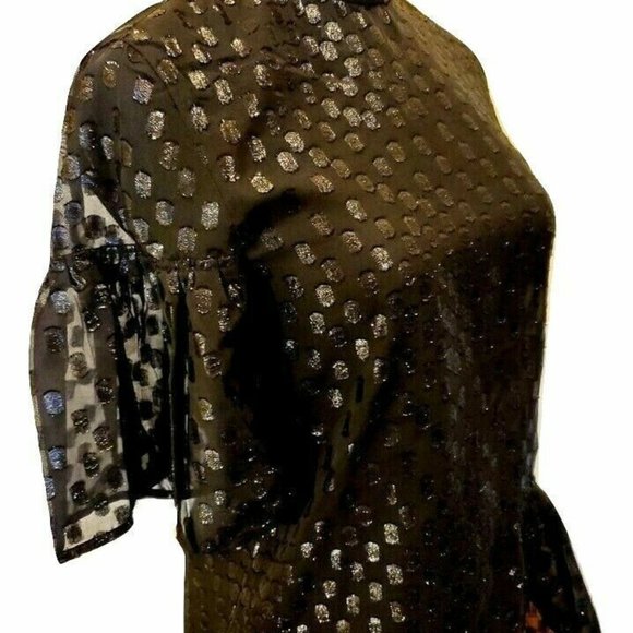 H&M Elegant Black Sparkly Peplum Evening Blouse - Black US 2 EUR 32 - Picture 2 of 3